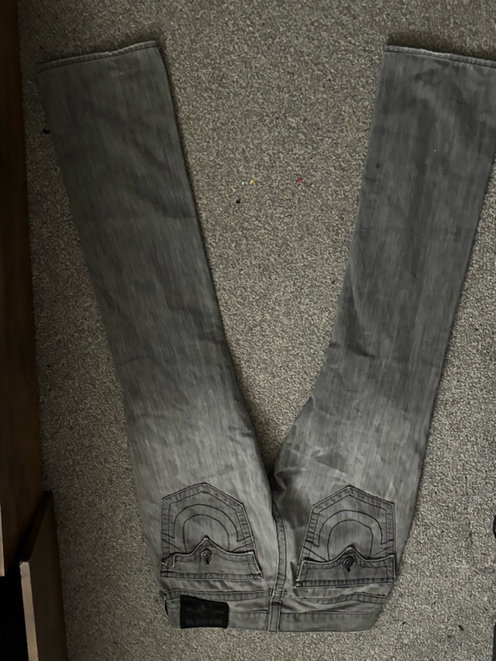 Y2K Vintage True Religion Gray Slim Bootcut Jeans with Subtle Fading - Picture 2 of 7